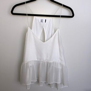 Dolce Vita Peplum Sheer Bottom Tank with Sexy Open Back